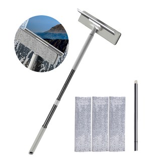 ZOZOFO 투인원 스텐 길이조절 유리창닦이 스퀴지 브러시 밀대 30x180cm, 화이트, 1개