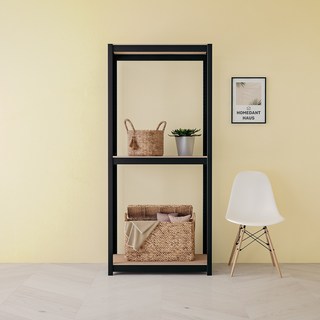 홈던트하우스 스피드랙 업그레이드형 무볼트 철제 선반, 블랙, 3단