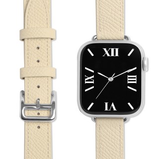 티엑스엘엑스 애플워치 호환 슬림 앱송 가죽 스트랩, 아이보리, 1개