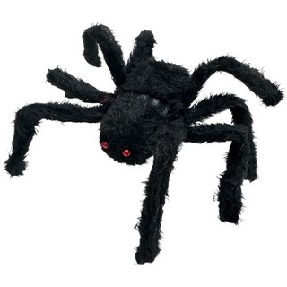 絨毛蜘蛛玩具 萬聖節擺件 萬聖節裝飾 絨毛玩偶 蜘蛛造型擺飾 節慶裝飾, 黑色, 1個, 30cm