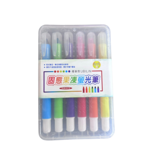 UBILIN 優比霖 固態果凍螢光筆 (6色套裝), 固態果凍螢光筆 6色組, 一組, 1包