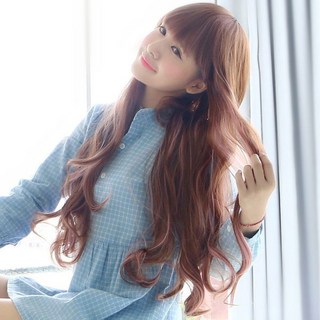 Clair Beauty 夢幻洋娃娃超長捲髮假髮，高仿真自然，橘子紅款，輕鬆打造百變造型, 1個, 橘子紅