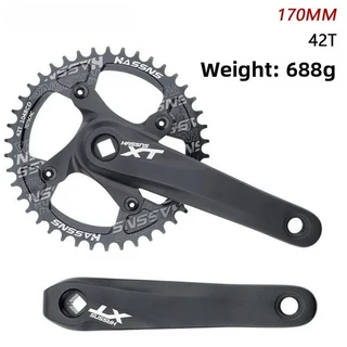 자토바이 호환 HASSNS GX 산악 자전거 중공 원피스 체인링(확대된 크랭크 수정 포함) 플러스-마이너스 치, 04 블랙 크랭크 + 블랙 체인링 42T