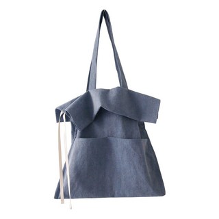 nolee 노리 코튼 셔링백 복주머니 숄더 에코백 _블루