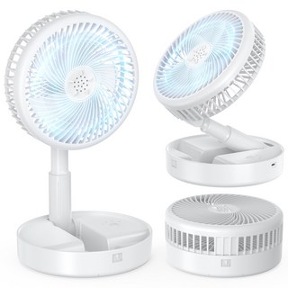 UOOFON 무선 탁상용 선풍기 휴대용 접이식 캠핑 BLDC 무소음, 화이트, TF6