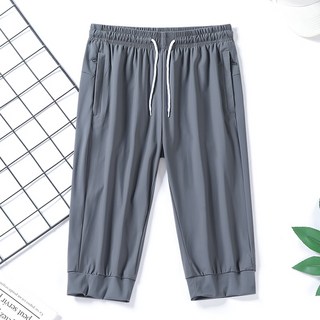 加大尺碼 男女同款 冰絲涼感 彈力 速乾 七分褲