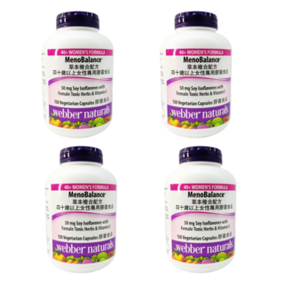 webber naturals MenoBalance草本複合配方 40歲以上女性專用 150粒 素食膠囊 含大豆異黃酮與維生素E, 4個, 150顆