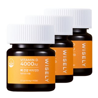 와이즐리 뼈 건강 비타민D3 4000IU, 3개, 90정