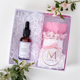 FLORAL M 法式香氛擴香花禮盒 30ml 香氛精油, 1組, 玫瑰白麝香