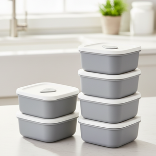 아티즌 국산 전자레인지 냉동밥 보관 용기 400ml 정사각형 6팩 세트 밥팩 밥그릇, 그레이, 6개