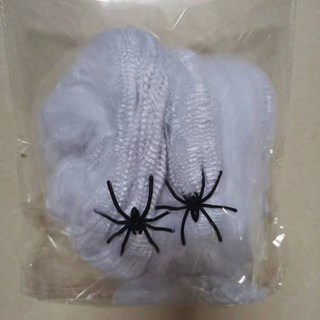 萬聖節裝飾道具組 蜘蛛棉蜘蛛網蜘蛛絲 塑料小蜘蛛派對佈置, 1個, 20剋蜘蛛棉白色袋簡包裝