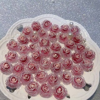 嗨購 立體山茶冰透螢火蟲夜光樹脂花【卡1.9cm】手工DIY飾品 夜光材料 飾品配件, 紅色（直徑1.9cm）