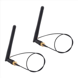 2PCS/로트 2.4GHz 3DBI WiFi 2.4G 안테나 공중 RP-SMA 남성 무선 라우터+PCI U.FL IPX-RP SMA 남성 돼지 테일 케이블, 검은색