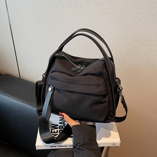 日系休閒百搭尼龍布小包包 2026新款時尚手提單肩包 通勤斜挎包, 黑色