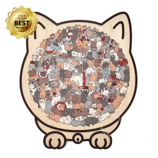 누누마켓 3D 입체 고양이 원목 퍼즐 4종 인테리어 소품 거치대, 3.모던 고양이, 1개, 135피스