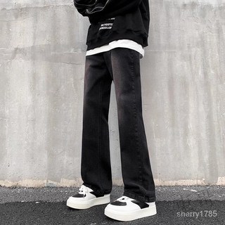 限時下殺 韓版高腰微喇牛仔褲 微喇叭褲 男生褲子 黑色喇叭牛仔褲 長褲男 直筒褲 高街 潮牌 高腰牛仔褲 美式復 8V