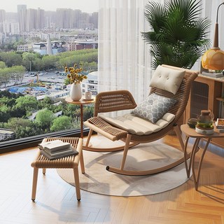 搖椅躺椅 懶人沙發 成人可睡覺 休閒陽台藤編沙發椅 網紅戶外搖搖椅 可折疊收納 舒適躺臥設計 居家休閒必備, 搖椅腳踏