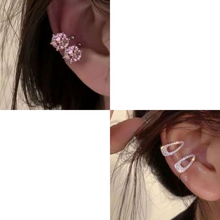 POMELO 甜酷一箭穿心耳骨夾 無耳洞小眾冷淡超閃皓石耳飾, 1個, 熱賣兩件套4