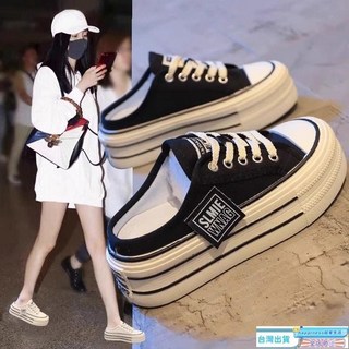 熱銷 帆布鞋 懶人鞋35 40號 厚底鞋 穆勒鞋 餅乾鞋 休閒鞋 包頭半拖鞋 平底穆勒鞋 女鞋 餅乾鞋