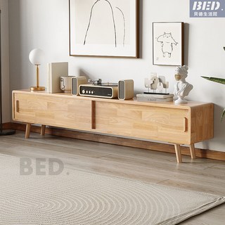 實木電視櫃矮櫃電視櫃北歐小戶型客廳現代簡約電視機櫃原木風日式極簡臥室矮櫃, 原木清漆邊櫃,整裝