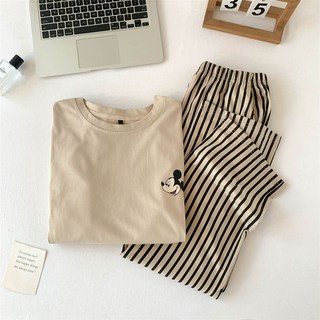 편안한 파자마세트 여성 홈웨어 긴팔 긴바지 간절기 빅사이즈 미키잠옷 투피스