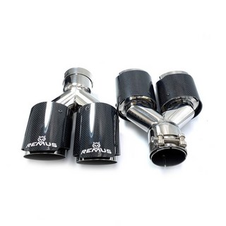 Remus-범용 듀얼 광택 탄소 섬유 배기 팁 304 스테인레스 스틸 파이프 스트레이트 플랜지 머플러 2 개, 10 ID 76mm-OD 89mm