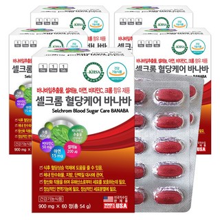 셀크롬 식후 혈당 건강 케어 바나바 60정X5통 바나바잎추출물 크롬 은행잎추출물, 5개, 60정
