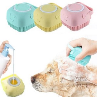 크레용펫 강아지 고양이 샴푸 브러쉬 목욕 마사지 목욕솔, 1개, 핑크