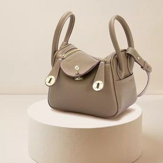 頭層牛皮mini醫生包，單肩斜挎，大象灰，Lindy手提包, 1個, 大象灰【金扣】30cm