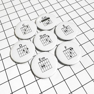 Guitar Player 吉他和弦系列徽章 馬口鐵金屬圓形徽章別針