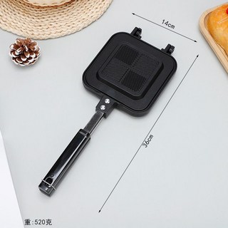 夕日紅日式三明治封邊雙面不沾夾鍋燃氣早餐機煎吐司壓模烤夾－, 1個, 黑色（壓邊細紋）