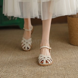 POMTOR 여성 발편한 플랫 여름 샌들 스트랩샌들