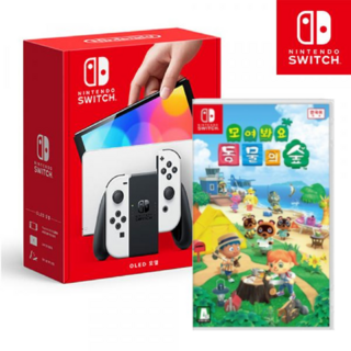닌텐도 스위치 OLED 화이트 + 모여봐요 동물의 숲