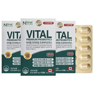 뉴네이처 바이탈 프리미엄 프로바이오틱스 유산균, 60정, 3개