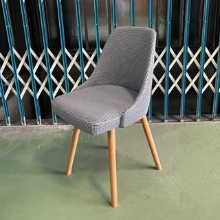 FDW現貨 北歐實木餐椅/多色可選/乳膠坐墊/電腦椅/書桌椅/實木腳椅/旋轉椅/伊姆斯椅/鬱金香椅-GS203, 固定-千鳥格, 1個