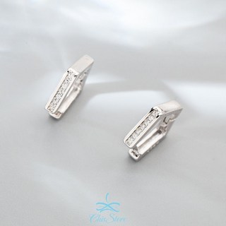 CHI 銀飾 六角鑽耳環 S925純銀 韓國 六角形 鑲鑽 耳扣 防過敏 12mm