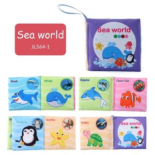 몬테소리 신생아용 미니 소프트 발달 천 책 교육용 장난감 감각 패브릭 북 0 12 개월, [01] Sea world, 1개