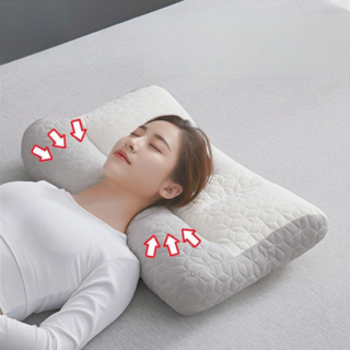 홈프로 편안한 일자목 경추 거북목 수면 베개, 1개, 화이트그레이