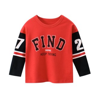 鹿拉拉 LU-LALA 男童長袖T恤 現貨 100%純棉 歐美撞色字母 春秋上衣