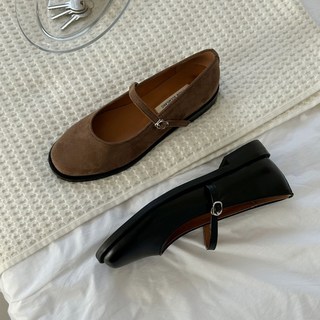 라운드토 스웨이드 메리제인로퍼 2cm