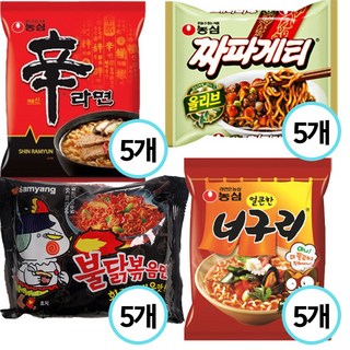 봉지라면 4종 20개입 (신라면5+불닭볶음면5+짜파게티5+너구리5)