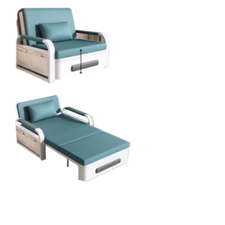 多功能摺疊沙發床，小戶型客廳適用，簡約現代風格，附贈舒適抱枕, 藍色