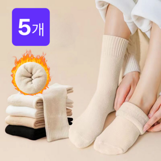 디어스텝 남녀공용 보온 두꺼운 겨울 방한 기모 양말 5개세트