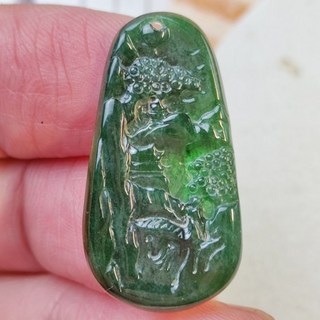 天然A貨冰藍水翡翠山水牌：精雕山河意境，玉石山水現貨特價, 1個, 冰藍水