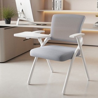 Shark家具 培訓椅 帶寫字板 可折疊 辦公椅 職員椅, 【白*淺灰】帶寫字板*四把啓訂,可折疊*量大優惠