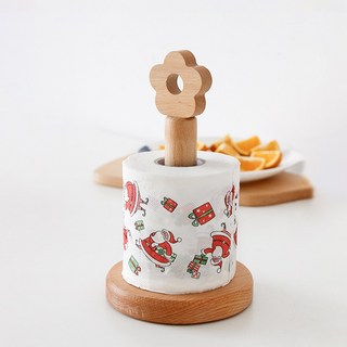 [마치]네이처 원목 스탠딩홀더 키친타올걸이 화장지걸이 택1, 플라워 화장지홀더, 1개