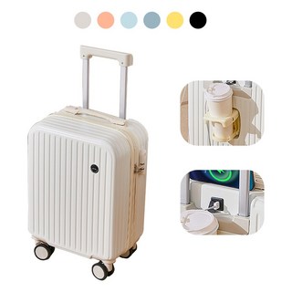 NewBoy 캐리어 18인치 초경량 USB 미니 기내용 캐리어 수납 주머니 대용량 패션 남녀 공용 흰색 블랙 분홍색 블루 옐로