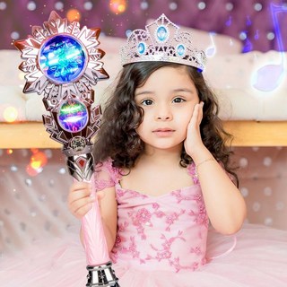 兒童魔法棒 兒童魔法棒發光玩具女孩3一6歲仙女棒公主小魔仙生日禮物音樂男孩, 1個, 雪媚粉雪花魔法棒9977,+3节7号充电套装+螺丝刀