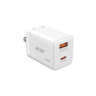 acer 宏碁充電器 豆腐頭 旅行必備充電頭 輕巧便攜, 白色-35W(Type-C+USB-A), 1個