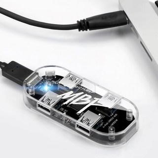유전원 4포트 허브 USB 3.0 4PORT HUB 투명 MBF-CLU304P 멀티 포트 충전 확장, 1개